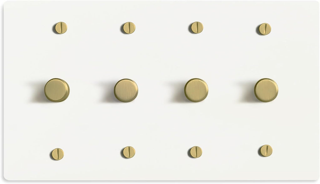 SELECT White Brass Dimmer Light Switch, 1 Way Rotary Dimmer, 4 Gang TRIAC/Leading Edge Dimmable LED Light Switch, 15A 120V AC with Brass Knob, Faceplate & Dimming Module, UL Listed