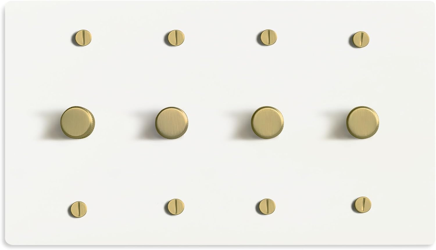 SELECT White Brass Dimmer Light Switch, 1 Way Rotary Dimmer, 4 Gang TRIAC/Leading Edge Dimmable LED Light Switch, 15A 120V AC with Brass Knob, Faceplate & Dimming Module, UL Listed
