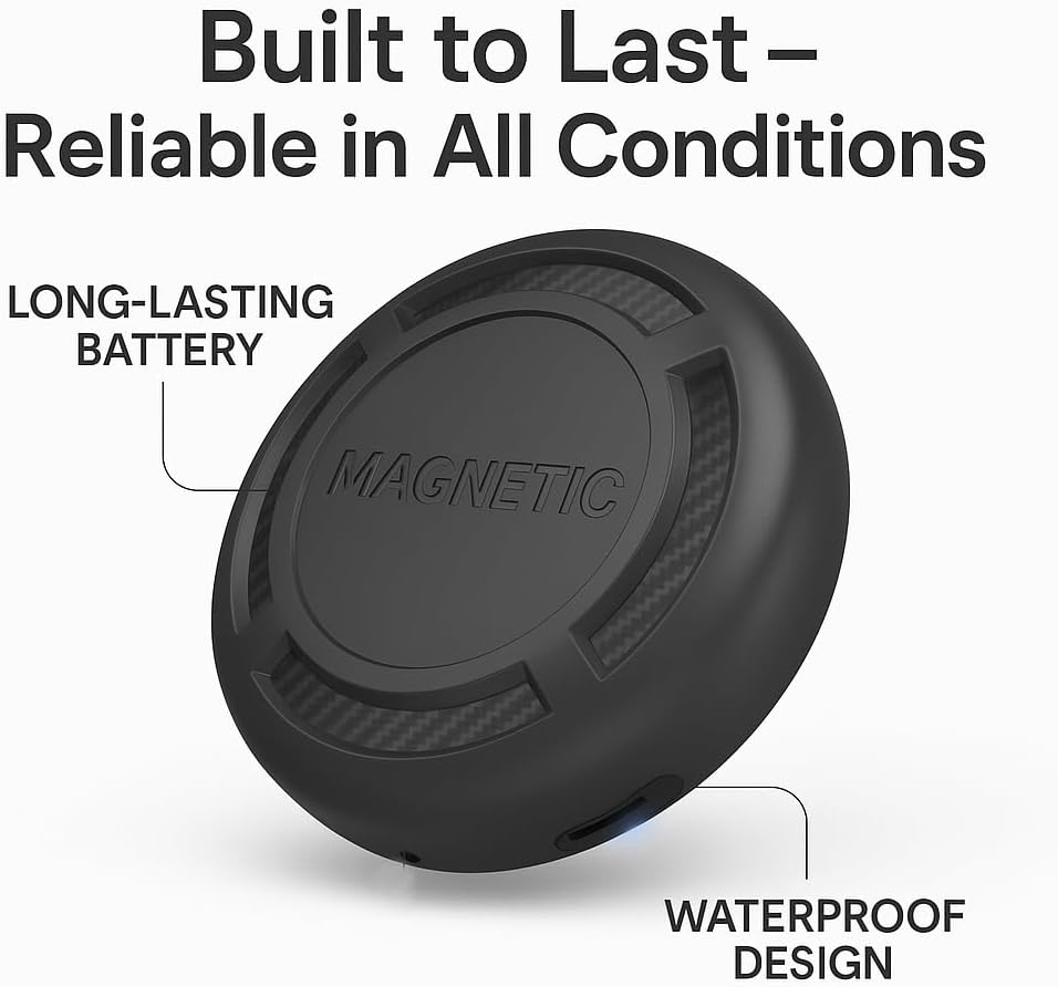 Magnetic Hidden GPS Tracker for Vehicles – Long Battery Life, No Subscription, Car Tracker Device Hidden (iOS Tracker)