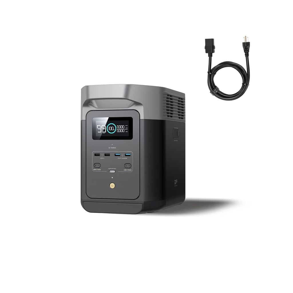 EF ECOFLOW Portable Power Station DELTA 2, 1024Wh LiFePO4 Battery, 1800W AC/100W USB-C Output, Solar Generator for Home Backup Power (Solar Panel Optional), Camping & RVs (AC Cable Included)