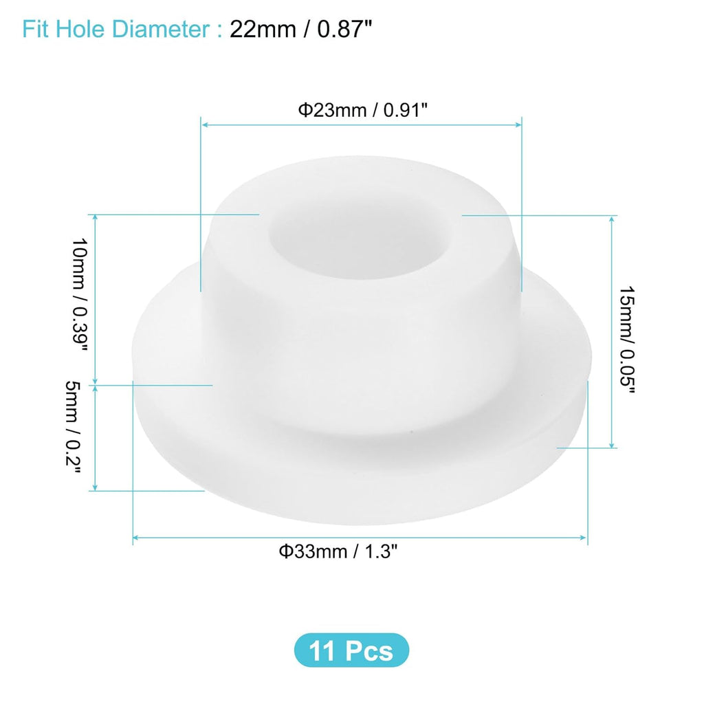 uxcell 11Pcs Silicone Hole Plug, Waterproof Round Rubber Stoppers Bottle Seal Plugs Tube Pipe End Caps for 22mm/0.87" Hole for Bathtub Bottle, White