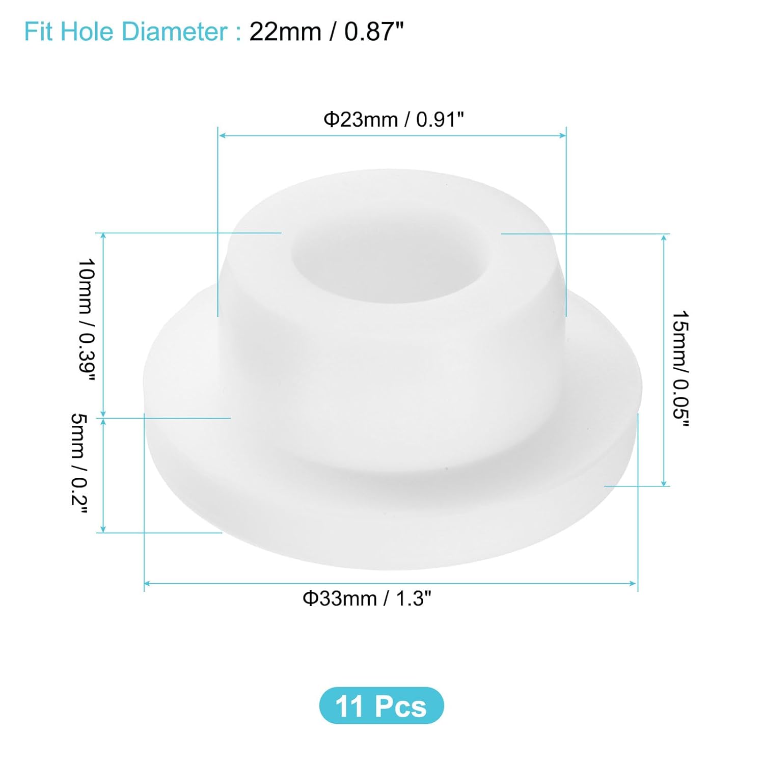 uxcell 11Pcs Silicone Hole Plug, Waterproof Round Rubber Stoppers Bottle Seal Plugs Tube Pipe End Caps for 22mm/0.87" Hole for Bathtub Bottle, White