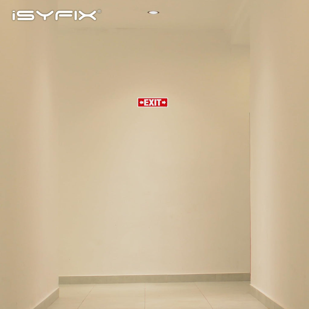 iSYFIX Exit Signs 6 Pack 12x4 Inch with Directional Right & Left Arrows - Rust Free Aluminum, Laminated for UV, Weather, Scratch Resistance - Ideal for Offices, Schools, Theaters, Restaurants