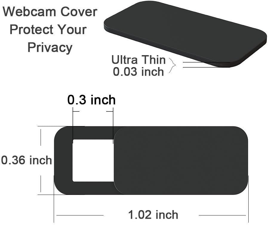 Webcam Cover Slider, Laptop Camera Cover 0.02in Ultra-Thin fits Echo Spot Smartphones Tablets Macbooks Computers Desktops with Strong Adhensive, Protecting Privacy and Securtiy