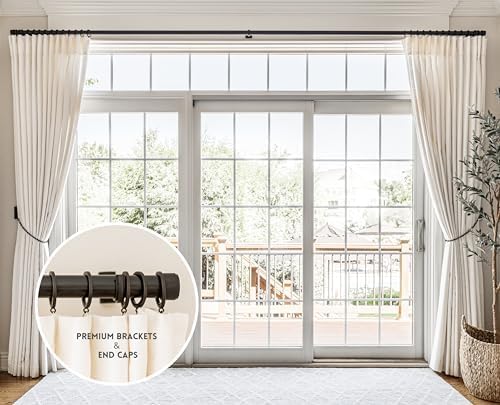 BlastHome® Non-Adjustable Luxury Extra Long Curtain Rod, 1 ¼” Rod Set, 19 foot Fixed Length (Four Rods Connect for a Seamless Look), Brushed Dark Brown