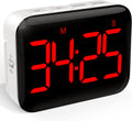 VOCOO Magnetic Kitchen Timer for Cooking with Count Up Countdown, Digital Timer Battery Powered with Large Display, 2 Brightness and Volume Levels for Classroom, Teacher, Kids (Red)