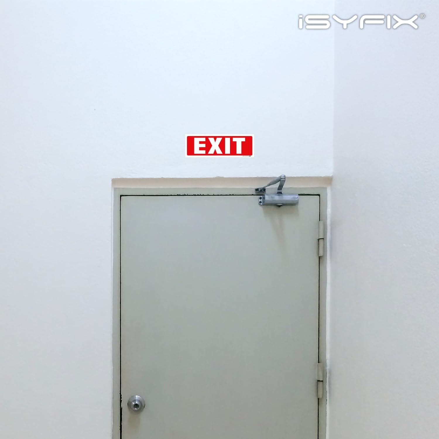 iSYFIX Exit Signs Stickers – 6 Pack 12x4 Inch – Premium Self-Adhesive Vinyl, Laminated for Ultimate UV, Weather, Scratch, Water and Fade Resistance, Indoor and Outdoor