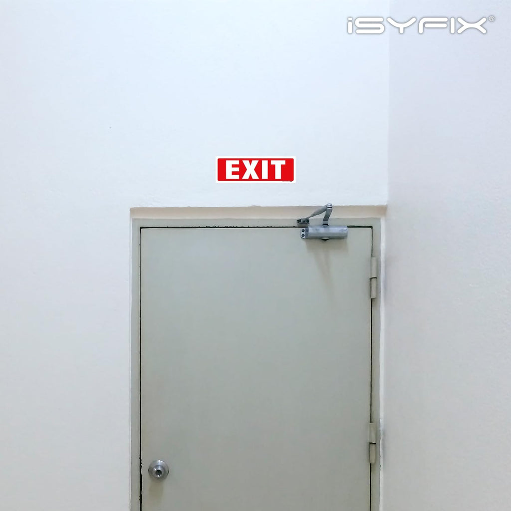 iSYFIX Exit Signs Stickers – 2 Pack 12x4 Inch – Premium Self-Adhesive Vinyl, Laminated for Ultimate UV, Weather, Scratch, Water and Fade Resistance, Indoor and Outdoor