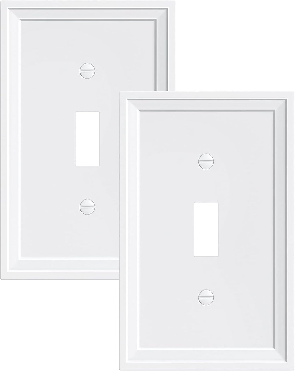 2-Pack Single Toggle Light Switch Covers Wall Plate, Pure White Decorative Switch Plate Covers, 1 Gang Natural Bamboo Fiber Wall Plate, Corrosion Resistant