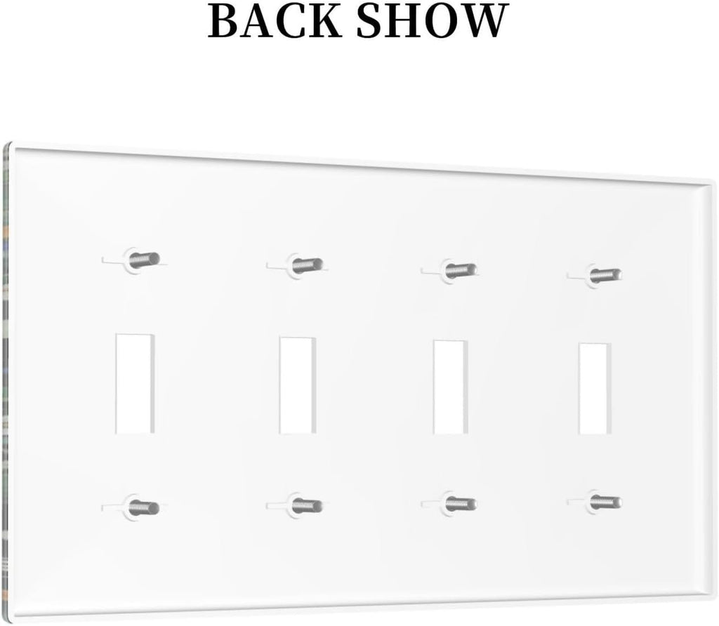 Boho Funny Black Cute Cats Daisy Wildflower Light Switch Covers Quad Toggle Electrical Faceplate 4 Gang Wall Plate Decorative Switch Plates For Kids Room Bed Room Decor