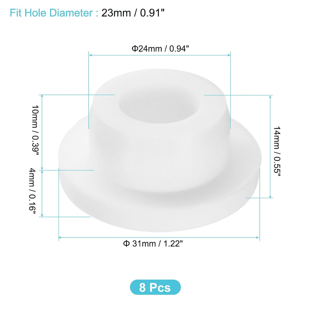 uxcell 8Pcs Silicone Hole Plug, Waterproof Round Rubber Stoppers Bottle Seal Plugs Tube Pipe End Caps for 23mm/0.91" Hole for Bathtub Bottle, White