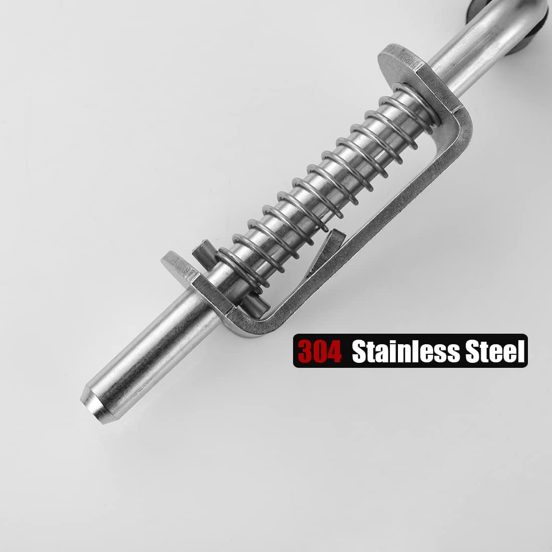JQK Spring Loaded Barrel Bolt Latch, Heavy Duty 304 Stainless Steel Thickened 3mm Door Lock, 6.3 Inch Brushed Finished, HSB410-P2