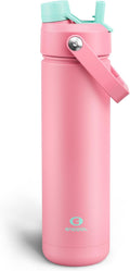ENCOOL Insulated Water Bottle with Straw Stainless Steel Water Bottle, Leak-Proof, BPA-Free, Double Wall Vacuum Keeps Cold for 24 Hours for Sports, Travel, School (26 oz, Tulip)