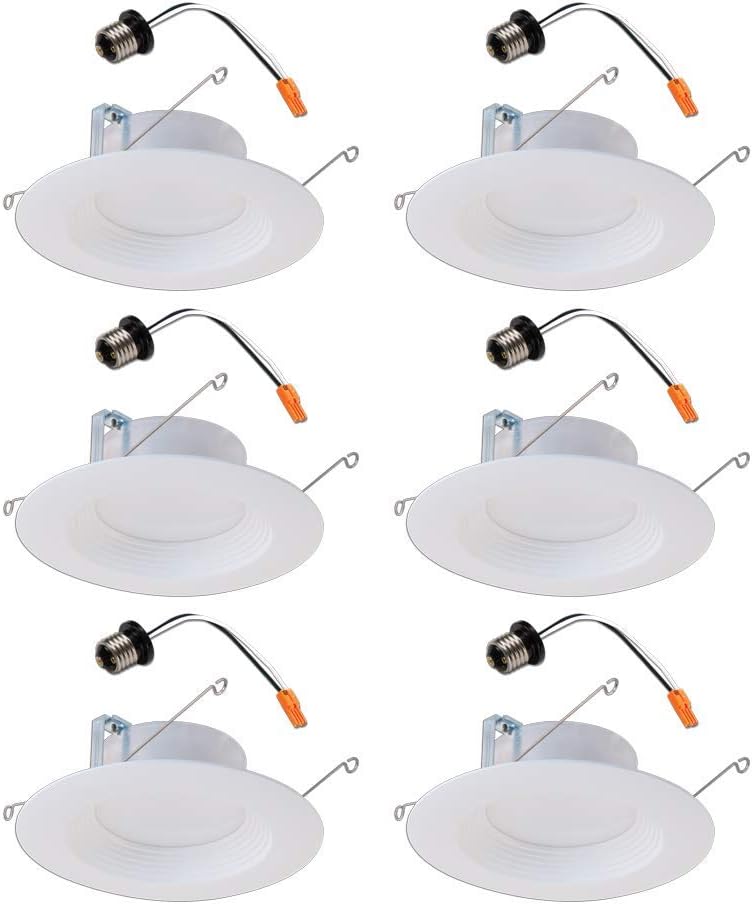 Halo LT 5 inch and 6 inch White Integrated LED Recessed Ceiling Light Retrofit Trim – 3000K – Soft White (6 Pack)