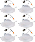 Halo LT 5 inch and 6 inch White Integrated LED Recessed Ceiling Light Retrofit Trim – 3000K – Soft White (6 Pack)