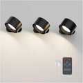 Koopala 3PACK Rechargeable LED Wall Sconce, Cordless Battery with Remote Powered Wall Sconce, 3 Brightness Levels, 360° Swivel Magnetic Shade for Bedrooms, Hallways, Den and Reading Spaces（Black）