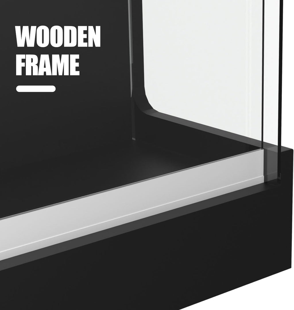 48" W x 22" D x 42" H - Retail Sales Counter with Adjustable Glass Shelves, Tempered Glass, Black Laminated Particle Board, Locking Drawers