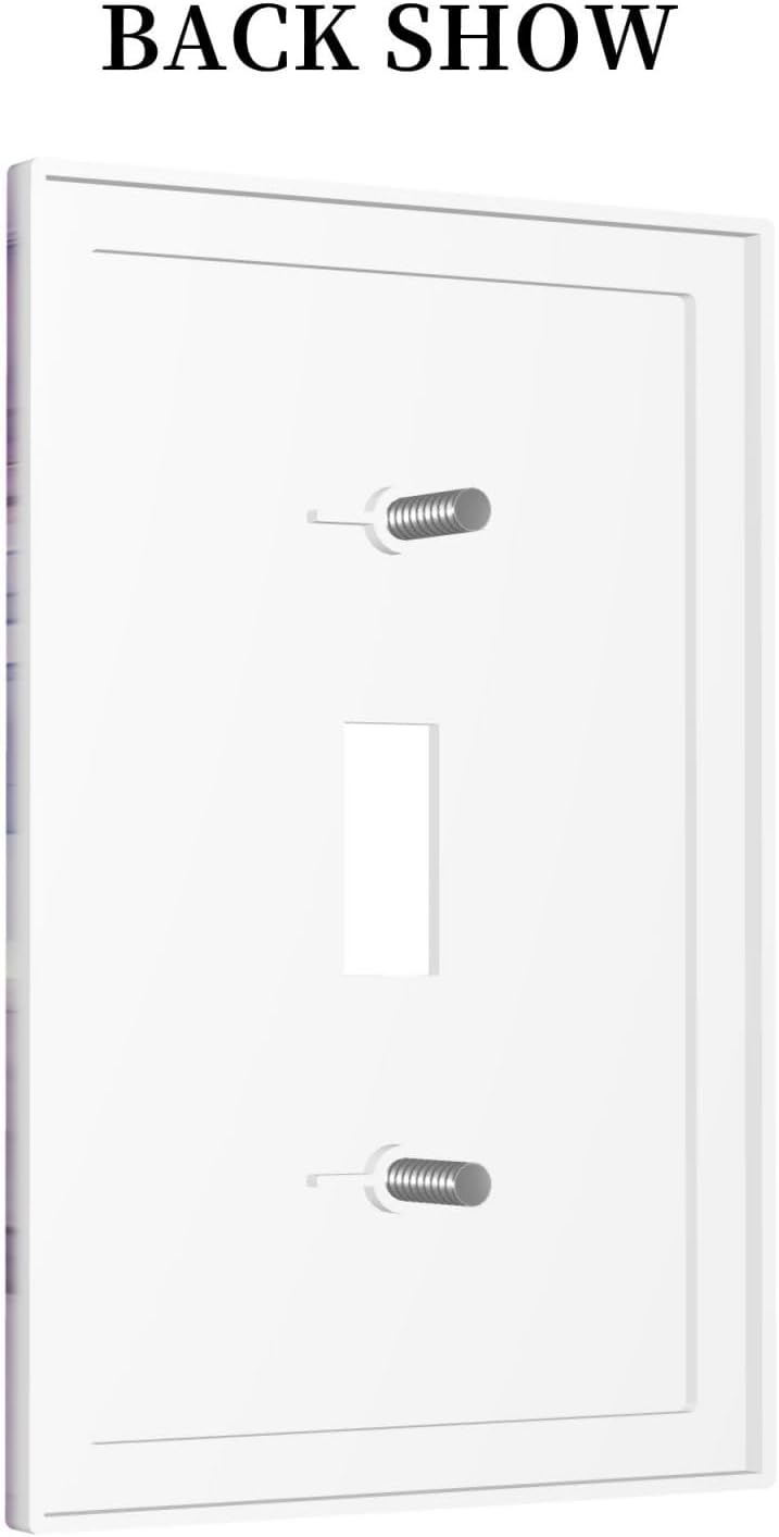 Decorative Light Switch Cover Purple Marbling Golden Line 1 Gang Single Toggle Device Electrical Faceplate Switchplates Decorator Outlet Wall Plate for living Room Bathroom Decor