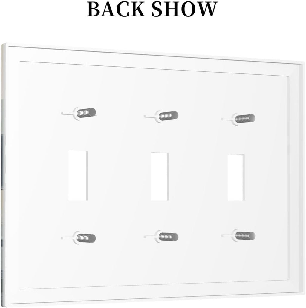 Decorative Switch Plates Prehistoric World Dinosaur Cartoon Fores 3 Gang Wall Plate Triple Toggle Light Switch Cover Faceplate Electrical Wall Panels for Kids Room Nursery Decor