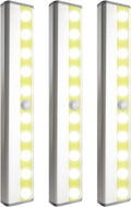 Cabinet Lighting 10 LED Closet Light, Motion Sensor Lights Indoor Dimmable Wireless Stick-on Night Light Bar for Kitchen, Wardrobe, Garage, Stairs, Bedroom (3 Packs)