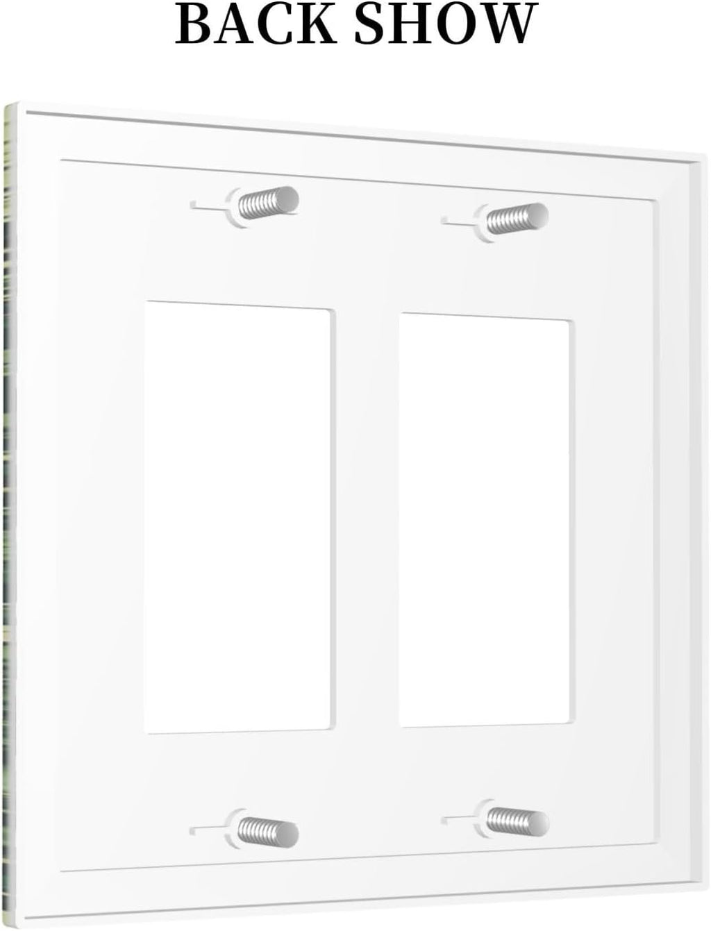 Vintage Green Plant Leaves Outlet Covers Light Switch Cover Plate 2 Gang Double Rocker Wall Plates Decorative Switch Plates Plug Cover Electrical GFCI Receptacle Cover for Home 4.9 X 5 IN