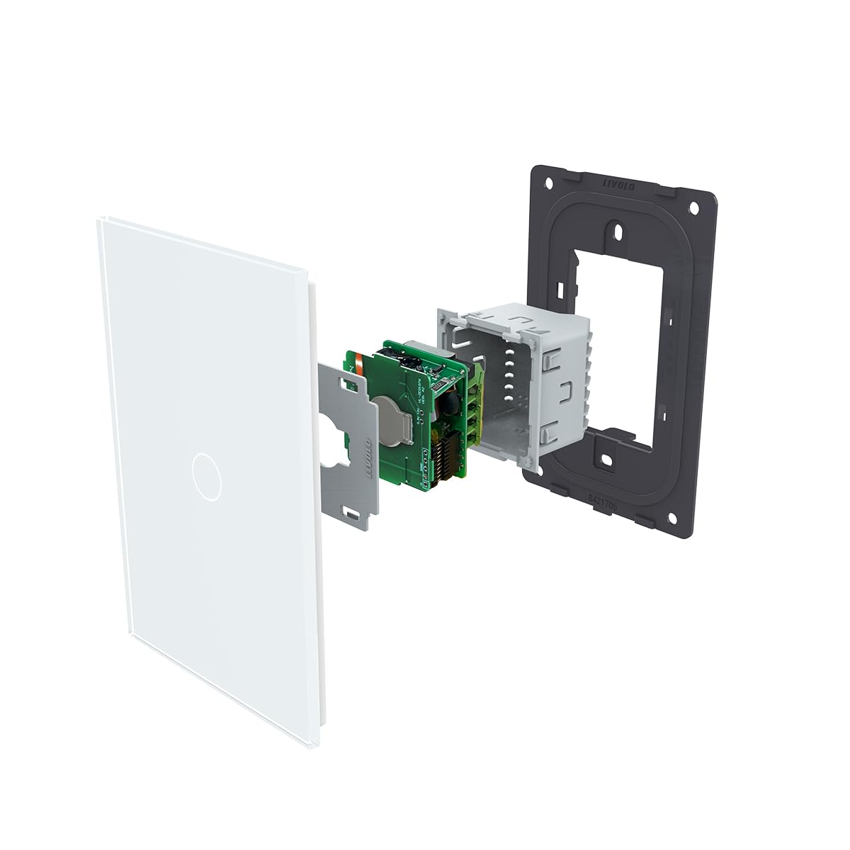 LIVOLO Modern Electrical Wall Light Switch 1Gang Tempered Glass Panel 2 Pole Wall Touch Light Switch with Led Indicator,No Neutral Wire 3Way (1Gang White)