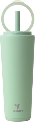 REDUCE Halo 24 oz Stainless Steel Vacuum Insulated Tumbler - Spill Proof Travel Mug with Flip Handle Lid - Keeps Drinks Cold for 32 Hrs - Dishwasher Safe - Cupholder Friendly - Matcha