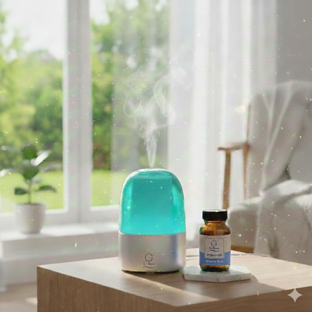 G's Breeze Smart Aroma Diffuser with Refill – Bluetooth & Wi-Fi App Control - LED Lighting, Adjustable Intensity - Long-Lasting Fresh Aquatic Fragrance for Home or Office - Breeze Blue