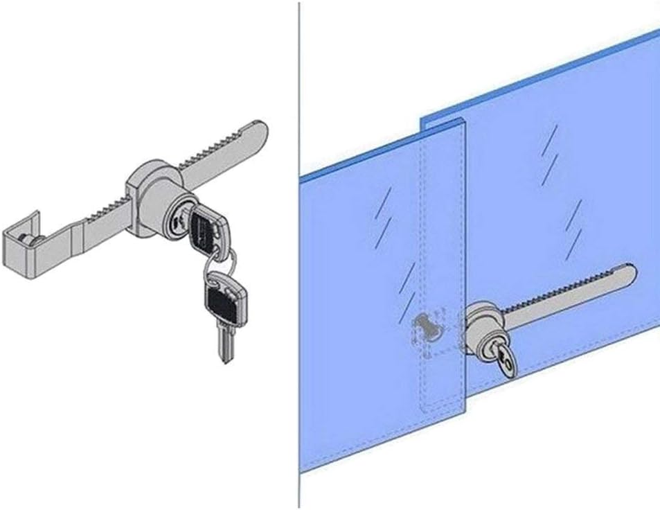 Sliding Glass Door Lock Display Case Lock Ratchet Lock with Chrome Finish, Security, Keyed Alike Showcase Display (2 PC)