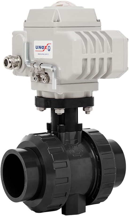 Unox 24V DC Electric Actuated Ø90 (3") U-PVC Ball Valve, Motorized Ball Valve For Water - PN16