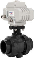 Unox 24V DC Electric Actuated Ø90 (3") U-PVC Ball Valve, Motorized Ball Valve For Water - PN16