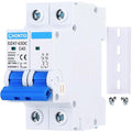 40 Amp Miniature DC Circuit Breaker 500V 2 Pole, Solar PV Disconnect Switch with Thermal Magnetic Trip, DIN Rail Mount Isolator C40