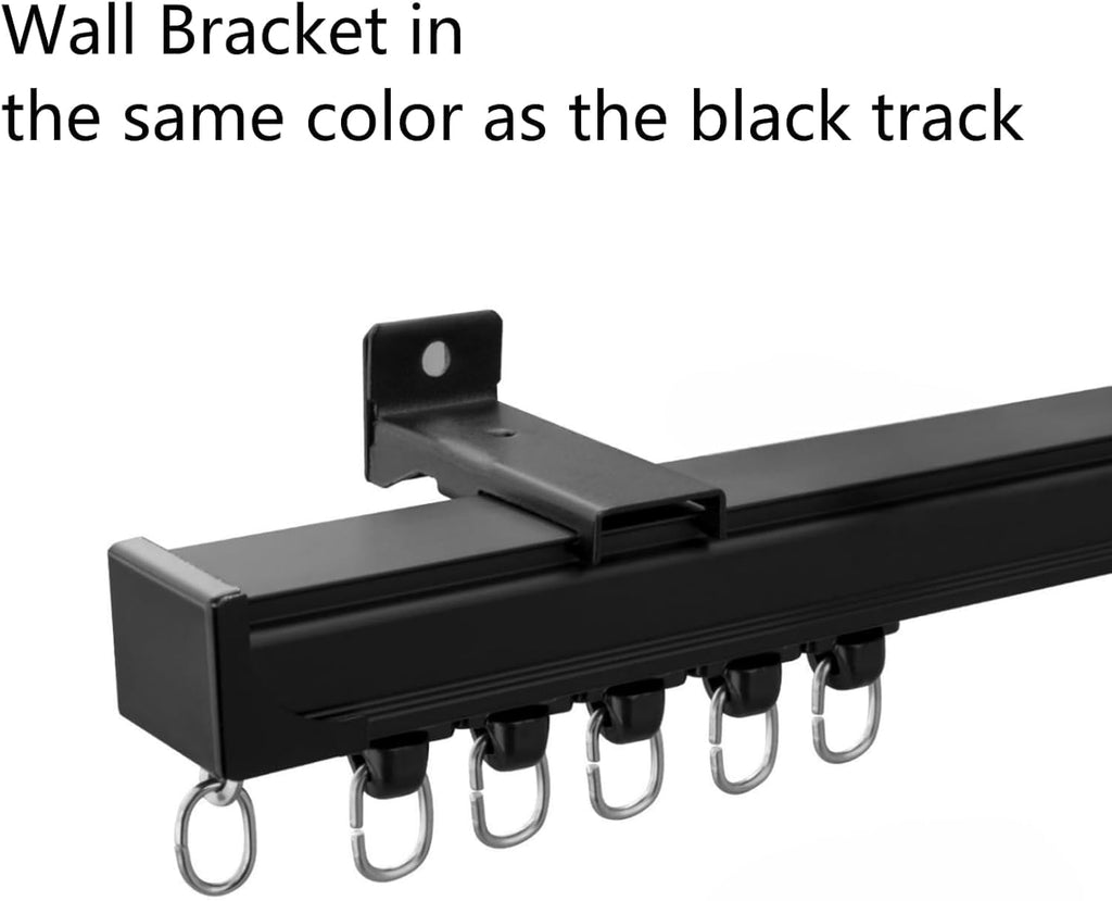 Black Wall Mount Brackets for Curtain Track, Bendable Curtains Tracks Walls Mounting Hardware (6 PCS)