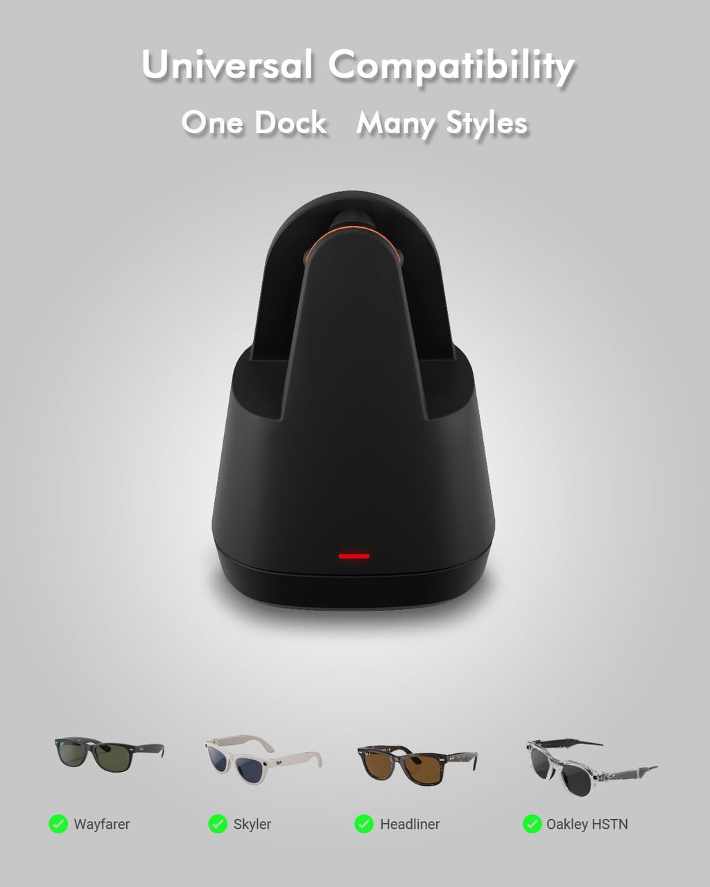 Doohoeek Charging Dock for Meta Ray-Ban Glasses, Scratch-Proof & Weighted Base Charging Station for Oakley Meta Glasses, AI Glasses Charger for Wayfarer, Skyler, Headliner & HSTN