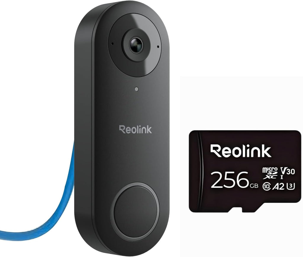 REOLINK Doorbell PoE with 256GB microSD Card Bundle, 2K PoE Doorbell Camera with Chime, Local Storage, No Monthly Fees
