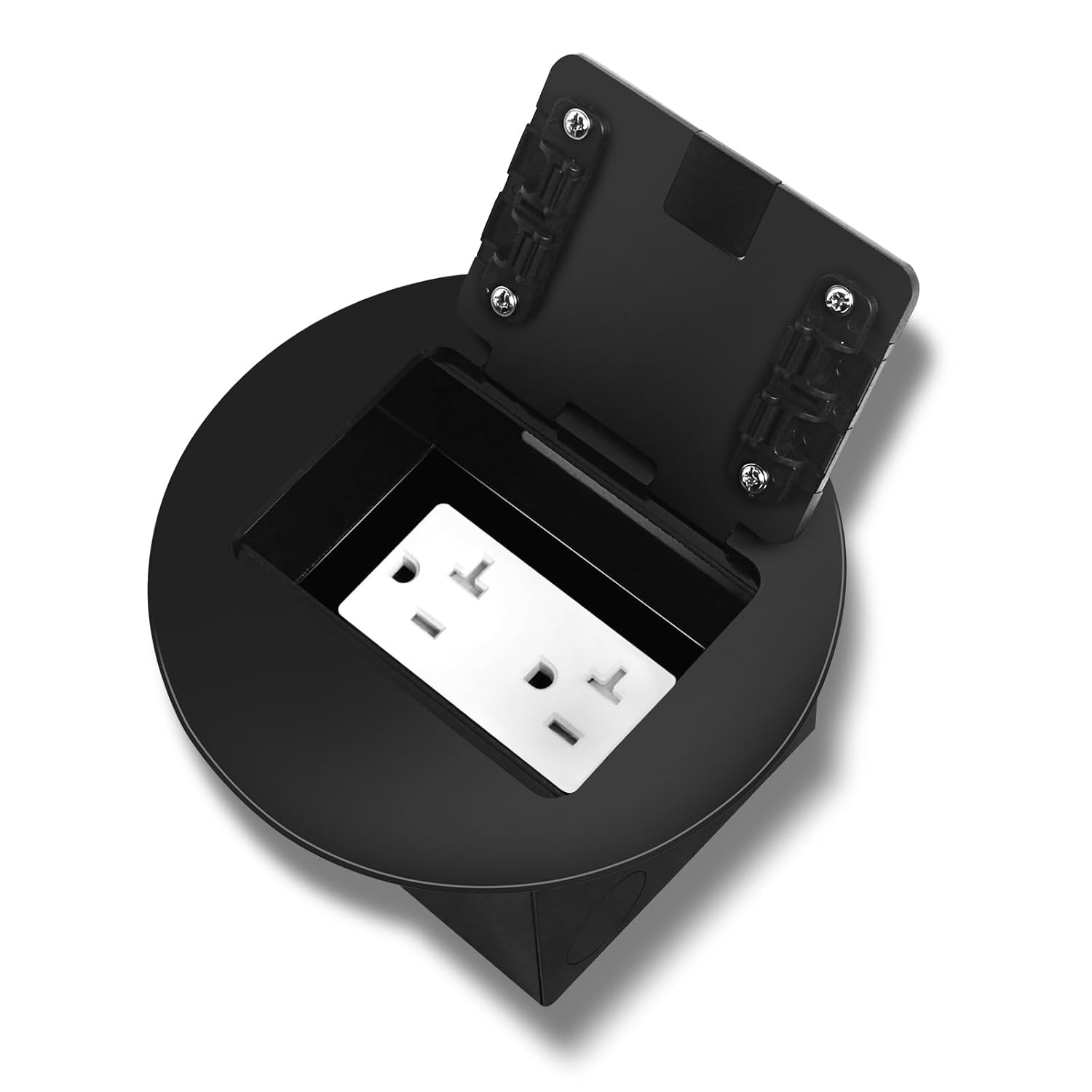 KYHSHJ Recessed Circular Floor Socket Kit with 20 Amp Stainless Steel TR Receptacle Outlet Stainless,Corrosive Resistant Hardware，Black