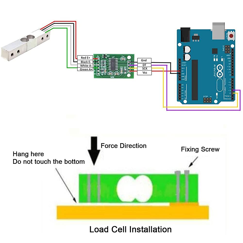 ShangHJ 4 Sets Digital Load Cell Weight Sensor + HX711 ADC Module Weighing Sensor for Arduino DIY Portable Electronic Kitchen Scale Kit (10kg)