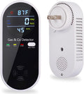 Combination Gas & Carbon Monoxide Detector Plug in Wall, WESHLGD Portable Natural Gas and Carbon Monoxide Detector for Travel, 4 in 1 CO and Gas Detector with Temperature Humidity Display - 1Pack