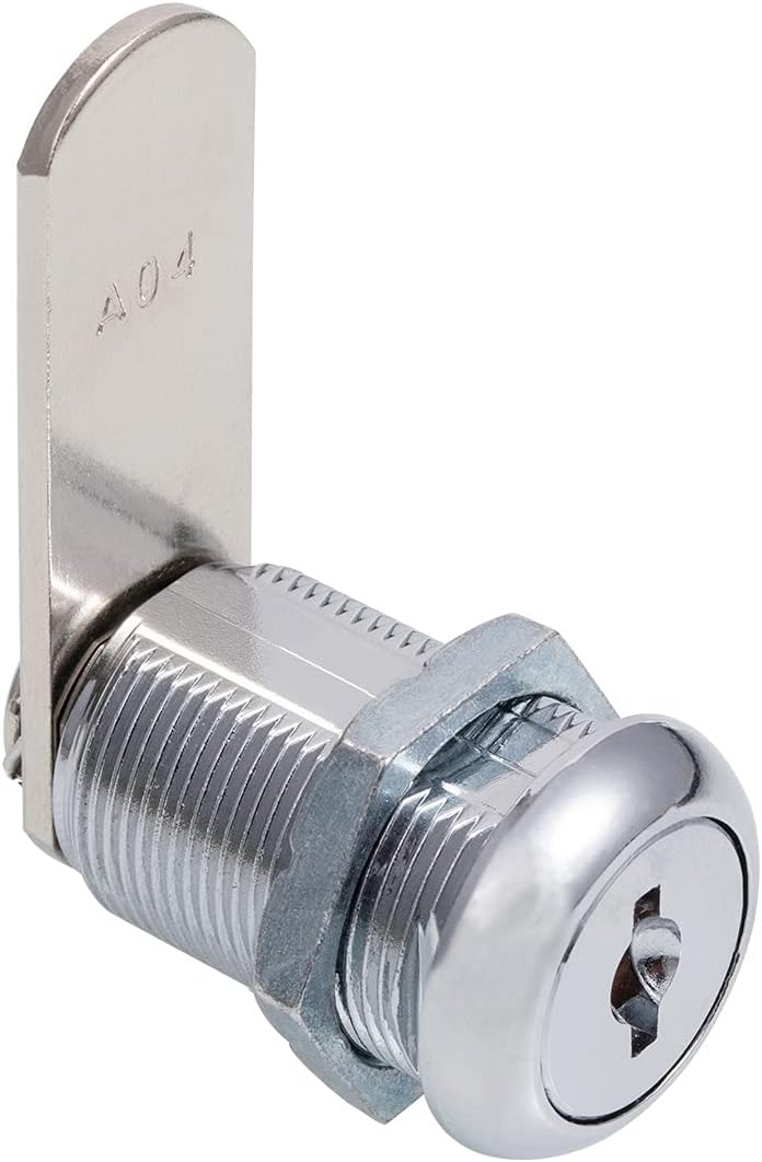 Cabinet Cam Locks Keyed Alike, 1” Cylinder Cam Locks for Tool Box RV Compartment Mailbox Vending Machine Drawer File Cabinet, Fits 3/4” Max Panel Thickness, Chrome Finish with 3 Cams and 2 Keys
