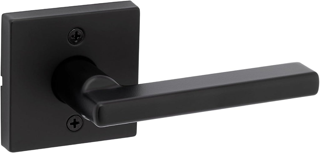 Kwikset Halifax Dummy Door Handle, Single Sided Lever for Closets, French Double Doors, and Pantry, Matte Black Non-Turning Reversible Interior Push/Pull Lever, with Microban Protection