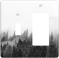 Outlet Covers Fores Black White Landscape Misty Woods 1 Toggle 1 Rocker Combination Decorative Wall Plate Electrical Switch Plates Light Switch Cover Plate For Farmhouse Cabin Decor
