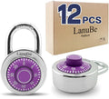 LanuBe Standard Dial Combination Lock, 2 inches. Wide, with Different Combinations, Purple Turnplate, Pack of 12; Lock for School, Employee, Gym Sports Locker, Case, Toolbox