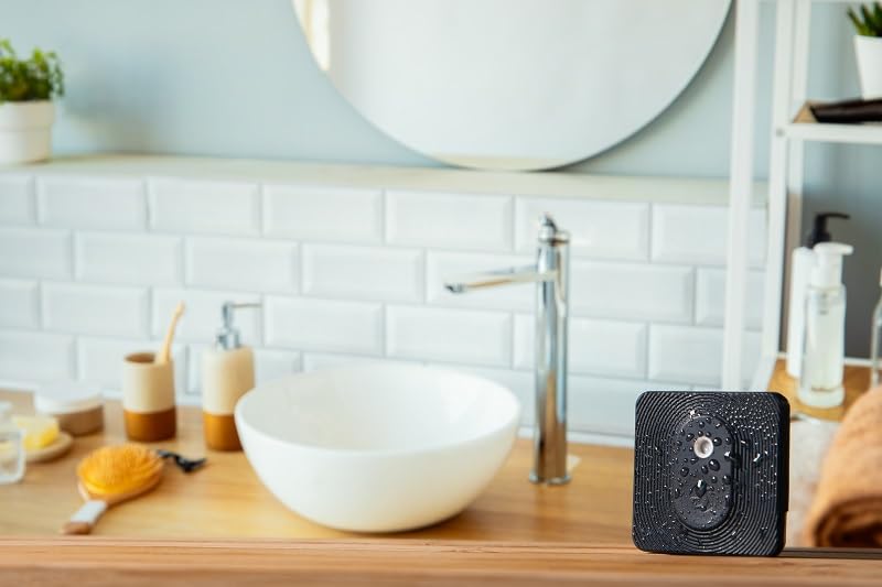 Shelly Bluetooth Smart Temperature & Humidity Sensor with Remote App Control & Monitoring, Home Assistant, Alexa, Google Home, Smart Scenes, IP54, Notification Alerts, Blu H&T Black