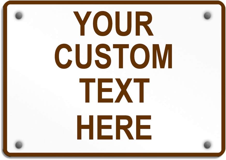 Aluminum Weatherproof Metal Sign Multiple Sizes Custom Personalized Text Here White Brown Recreational Horizontal Street Signs 14x10Inches