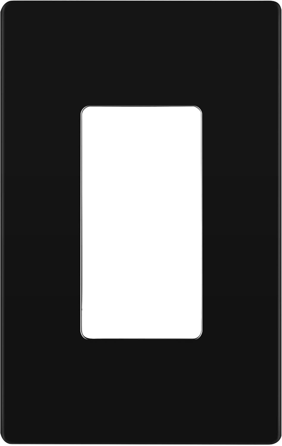 LIDER Decorator Wall Plate, Temperature and Impact Resistant UL Listed, Polycarbonate Thermoplastic, Matte Finish, Screwless Switch Cover for Modern Decoration, Mid-Size 1-Gang 4.88" x 3.11", Black