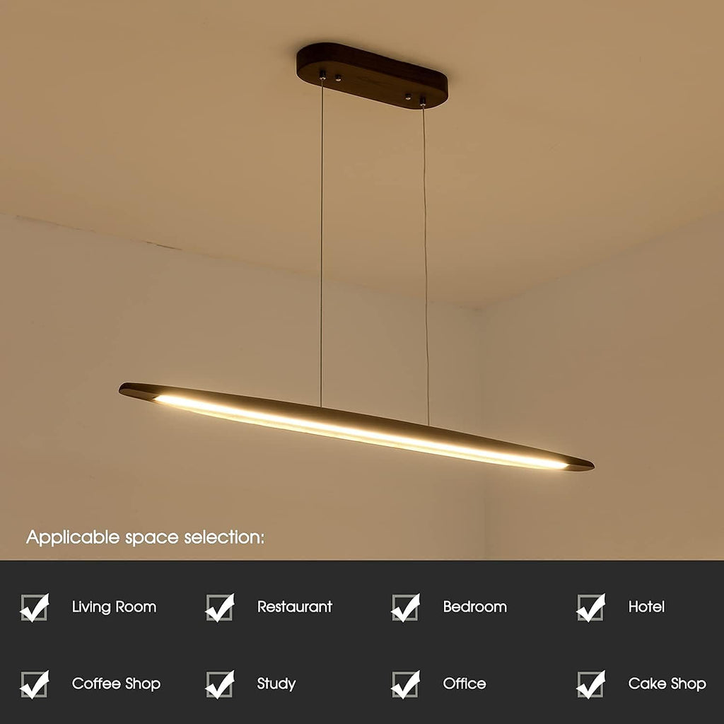 51" Wood Linear Pendant Light Wood Dining Room Light Fixture Modern Pool Table Lights Kitchen Island Lights for Dining Room Bar Kitchen Island Walnut Color