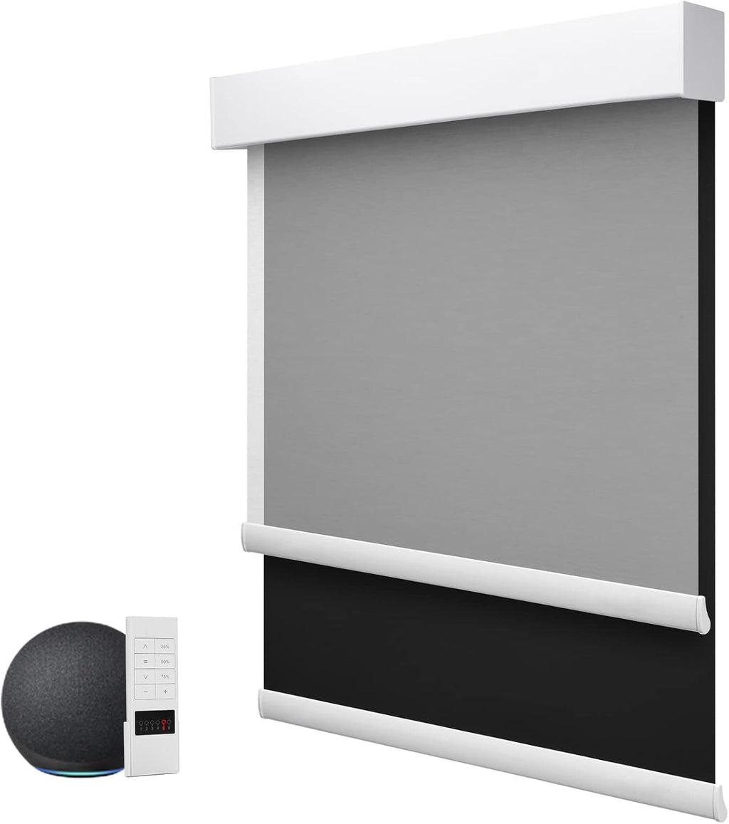 ZSTARR Motorized Day and Night Dual Smart Blind for Window with Valance Rechargeable Motor,Blackout Roller Shade Custom Size,with Valance Suitable for Home,Office (Full Blackout Black)