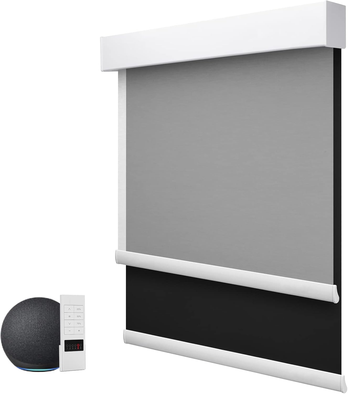 ZSTARR Motorized Day and Night Dual Smart Blind for Window with Valance Rechargeable Motor,Blackout Roller Shade Custom Size,with Valance Suitable for Home,Office (Full Blackout Black)
