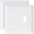2-Pack Combo Blank/Toggle Light Switch Cover Plate, Pure White Modern Decorative Electrical Outlet Covers, Bamboo Fiber Wall Switch Plates and Outlet Covers