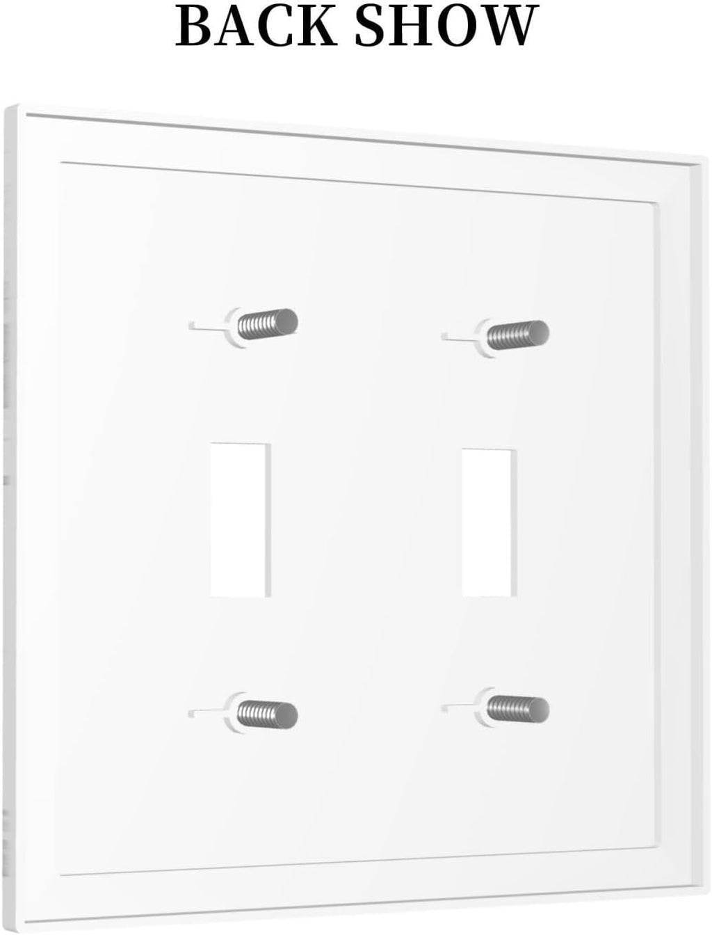 Decorative Switch Plates Modern White Gray Marble 2 Gang Double Toggle Outlet Light Switch Cover Wall Plate Electrical Faceplate for living Room Bathroom Decor